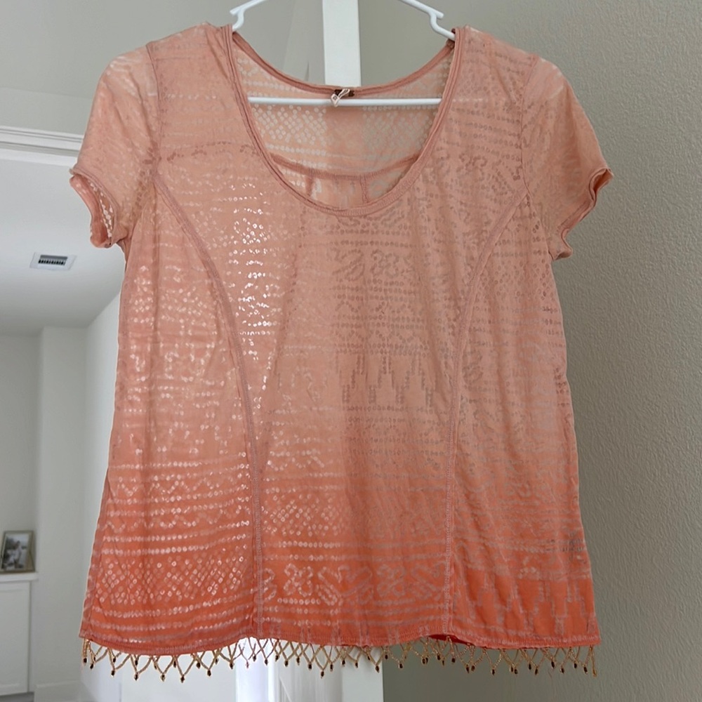 Free People Coral Ombré T-shirt
